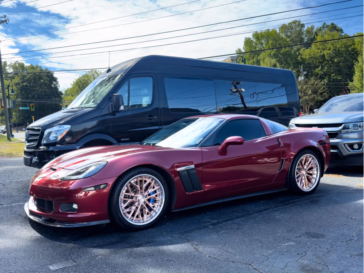 Red Corvette with a deep, swirl-free exterior gloss